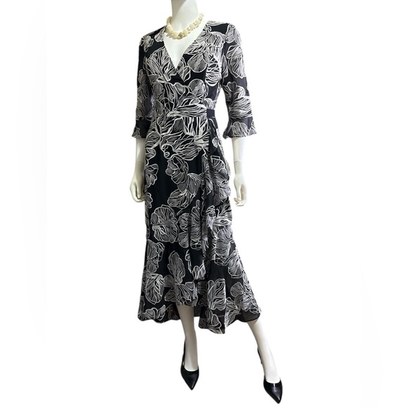 Dress the Population Ophelia Hi-Lo Black & White Wrap Dress Small, NWT - Picture 1 of 8